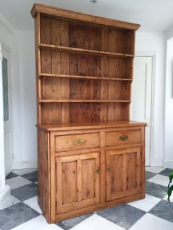 ANTIQUE COUNTRY PINE OPEN DRESSER 1 ANTIQUE COUNTRY PINE OPEN DRESSER