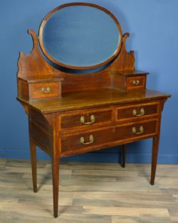 INLAID MAHOGANY DRESSING TABLE CIRCA 1900 1 INLAID MAHOGANY DRESSING TABLE CIRCA 1900